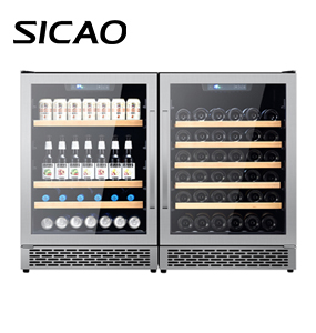 SICAO 300L sous le comptoir affichage en verre ventilateur en acier inoxydable compresseur de refroidissement boisson et refroidisseur de vin pour la cuisine